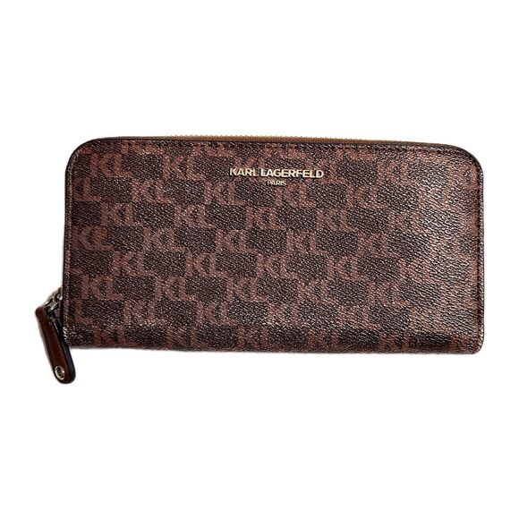 KARL LAGERFELD PARIS BROWN LOGO WALLET - Picture 1 of 10